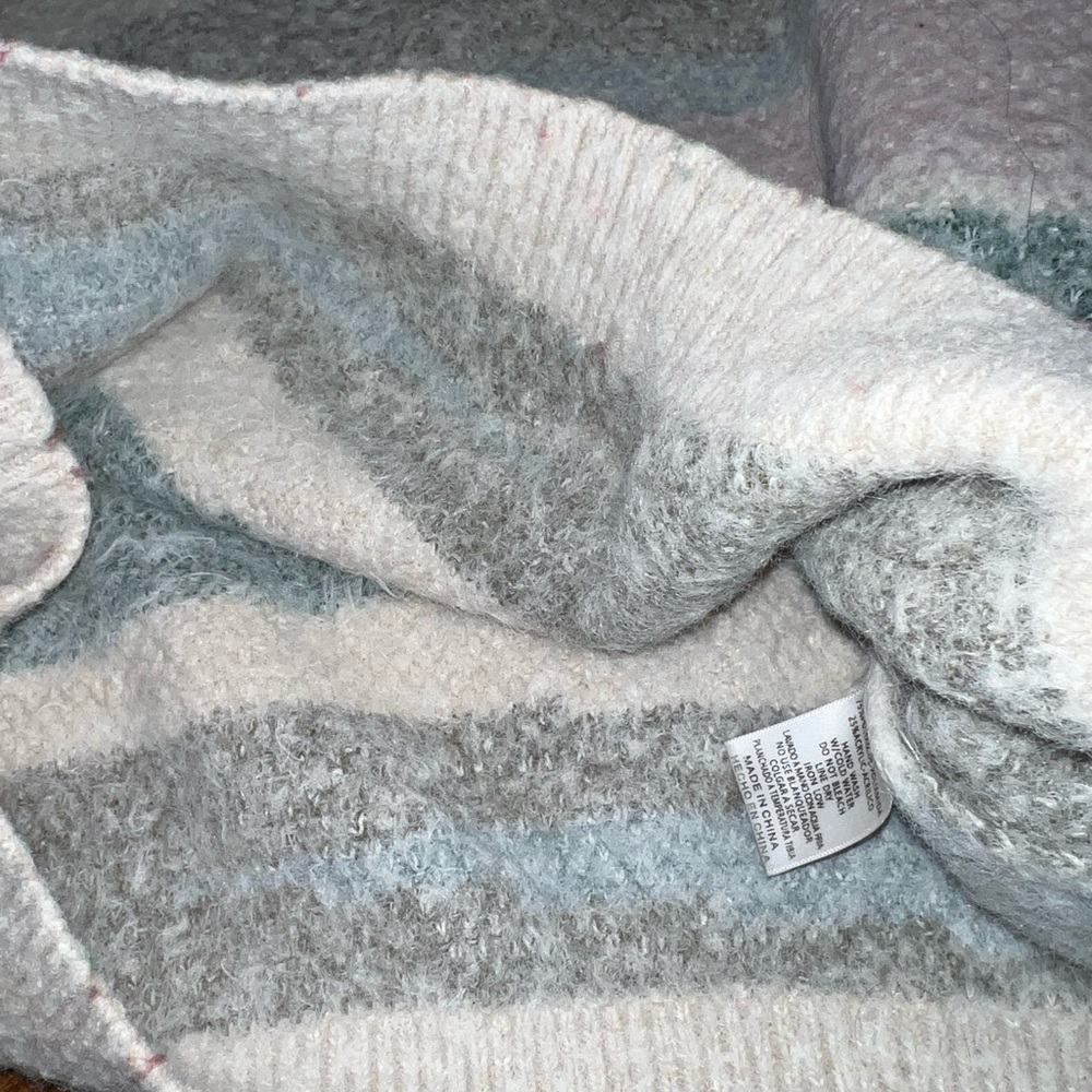 Altar’d State Cozy Blue, Cream Pink Pastel Boho Crewneck Striped Sweater Size M - Picture 8 of 10